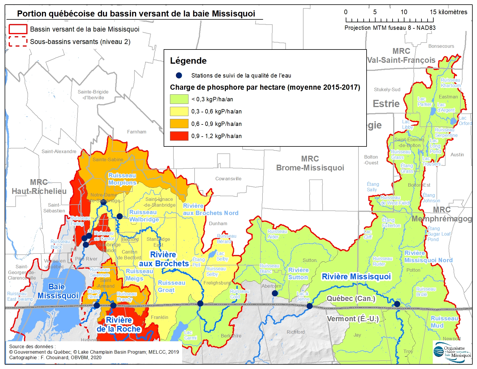 carte qualité eau bassin versant brome missisquoi